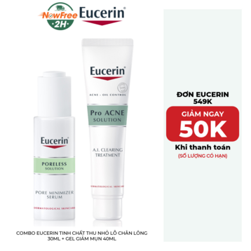 Combo Eucerin Tinh Chất Thu Nhỏ Lỗ Chân Lông 30ml + Gel Giảm Mụn 40ml