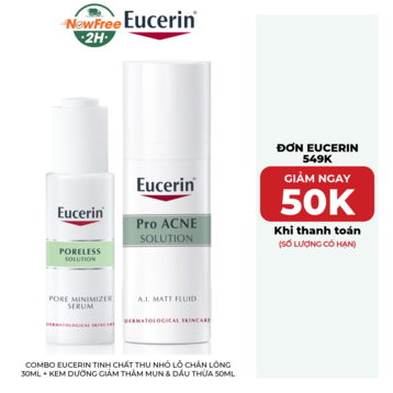 Combo Eucerin Tinh Chất Thu Nhỏ Lỗ Chân Lông 30ml + Kem Dưỡng Giảm Thâm Mụn &amp; Dầu Thừa 50ml
