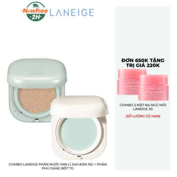 Combo Laneige Phấn Nước Mịn Lì 24H #21N 15g + Phấn Phủ Dạng Bột 7g