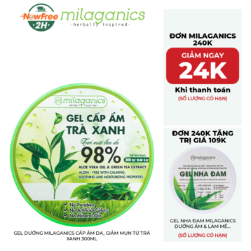 Gel Dưỡng Milaganics Cấp Ẩm Da, Giảm Mụn Từ Trà Xanh 300ml
