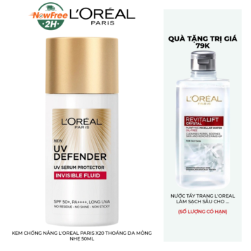 Kem Chống Nắng L'Oreal Paris X20 Thoáng Da Mỏng Nhẹ 50ml