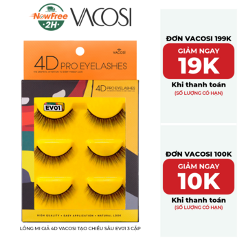Lông Mi Giả 4D Vacosi Tạo Chiều Sâu EV01 3 Cặp