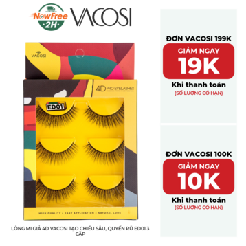 Lông Mi Giả 4D Vacosi Tạo Chiều Sâu, Quyến Rũ ED01 3 Cặp