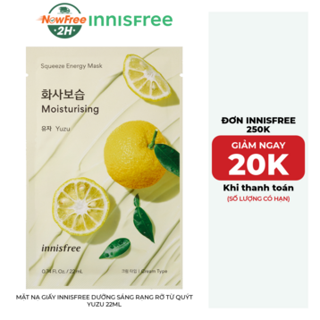 Mặt Nạ Giấy innisfree Dưỡng Sáng Rạng Rỡ Từ Quýt Yuzu 22ml