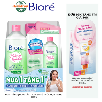 [Mua 1 Tặng 1] Nước Tẩy Trang Bioré Ngừa Mụn 400ml + 250ml