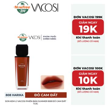 Son Kem Lì Vacosi Phiên Bản Summer 808 Đỏ Cam Đất 11.3g