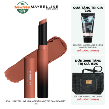 Son Lì Maybelline Mịn Môi Siêu Nhẹ 799 Cam Ngả Đất 1.7g