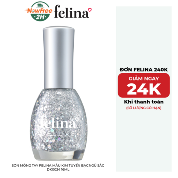 Sơn Móng Tay Felina Màu Kim Tuyến Bạc Ngũ Sắc DK0024 16ml