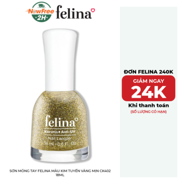 Sơn Móng Tay Felina Màu Kim Tuyến Vàng Mịn CK402 18ml