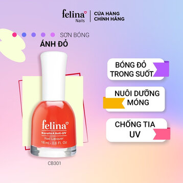 Sơn Bóng Felina Ánh Đỏ Trong Suốt CB301 18ml