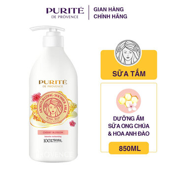 Sữa Tắm Purité Dưỡng Ẩm Sữa Ong Chúa &amp; Hoa Anh Đào 850ml